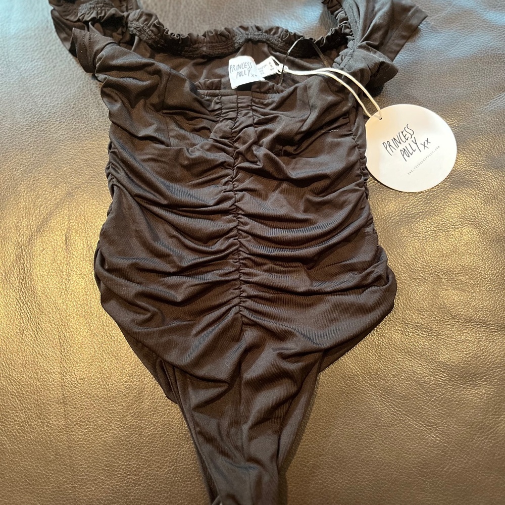 Princess Polly Annie Bodysuit - Black, size 2 NWT